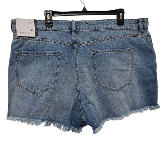 KanCan Denim High-Waisted Distressed Raw Hem Shorts Size 3XL Faded Blue NWT - Picture 4 of 16